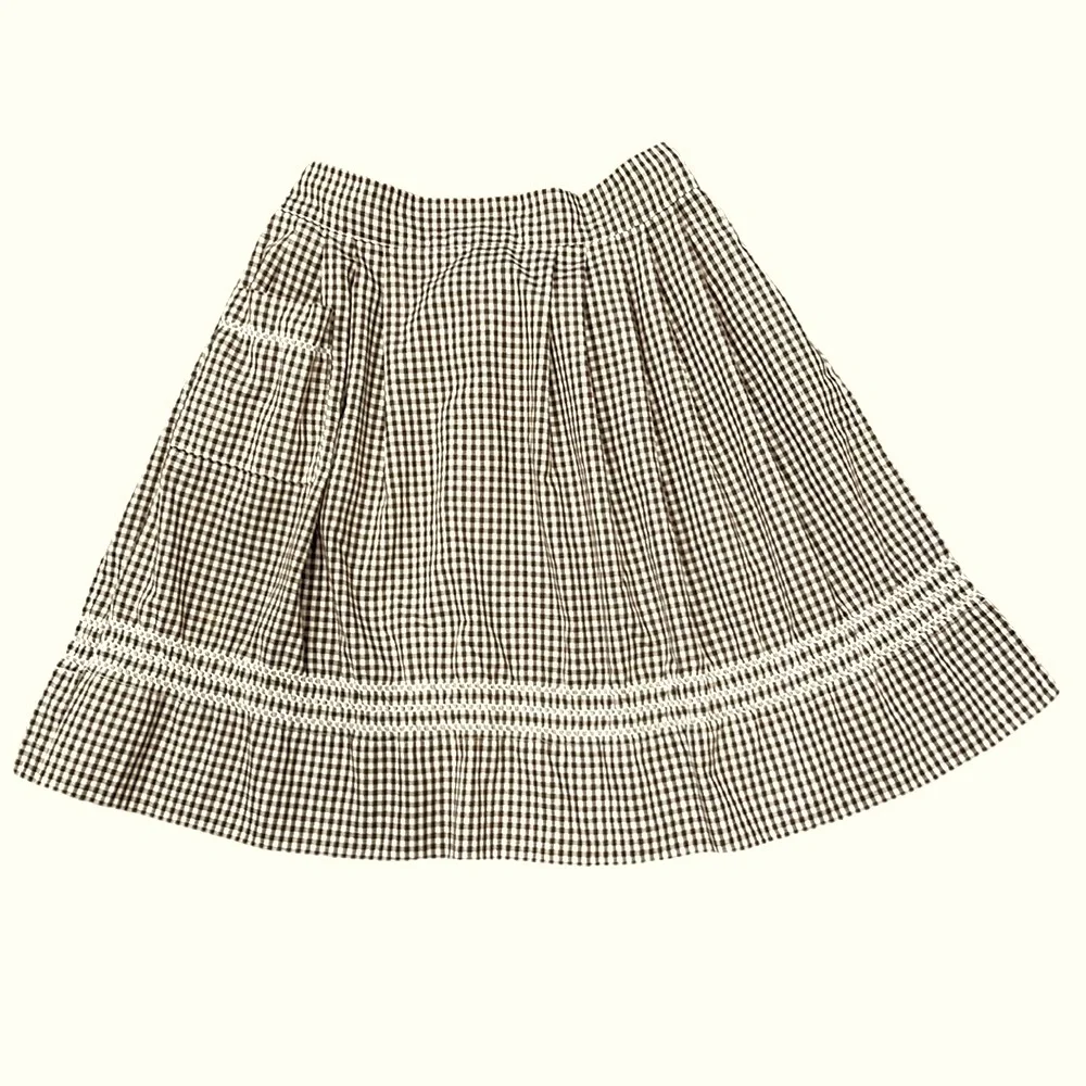 Handmade Vintage Apron with Pocket Gingham Fabric Stitched Detail - Picture 2 of 7